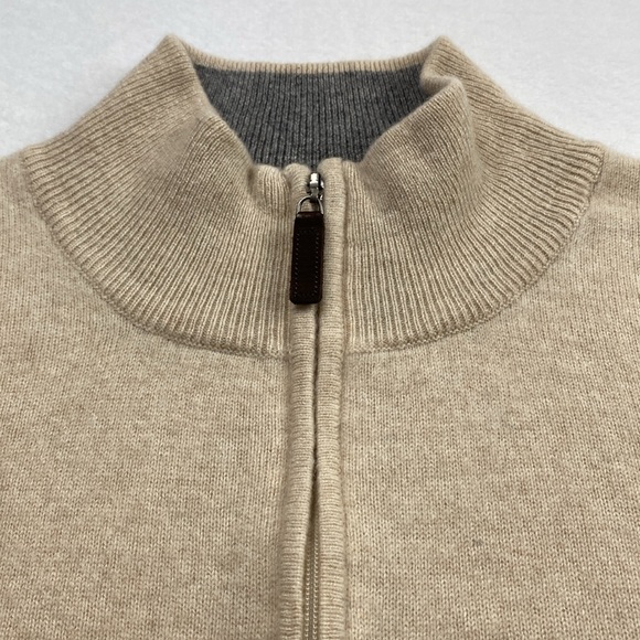 Club Room Estate Cashmere Mock Neck LS Quarter Zip Pullover Sweater (Ivory) - Picture 8 of 16